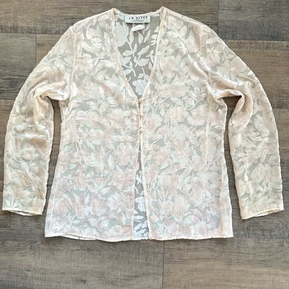 ✨ Vintage Ethereal Floral Mesh Cardigan